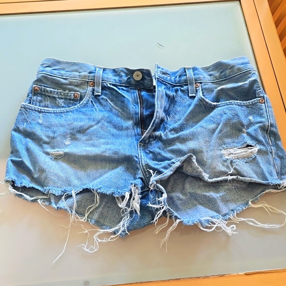 Trave denim distressed shorts